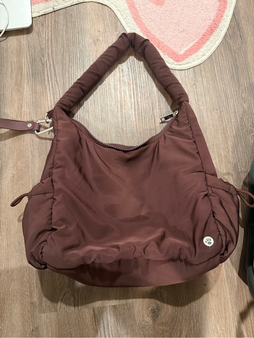 Women’s Brown Puffer Shoulder Bag - bear paw (like new)